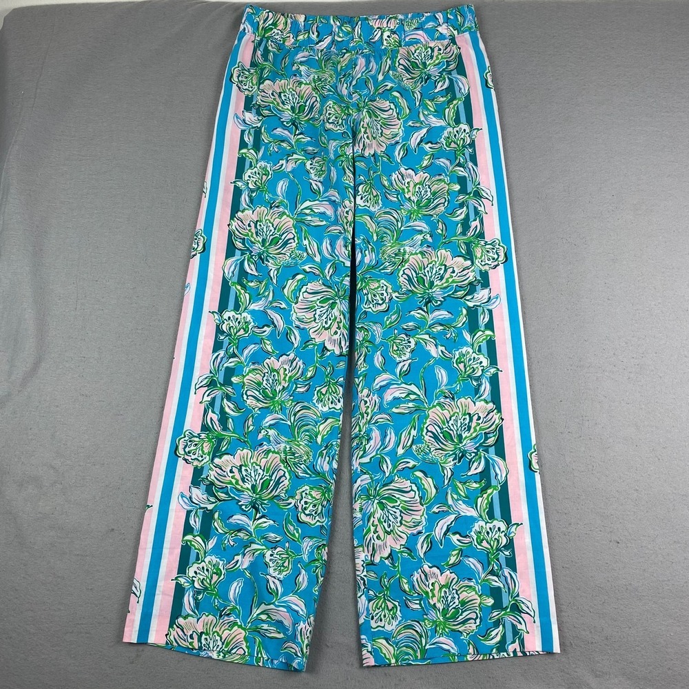 Lilly Pulitzer Bal Harbour Palazzo Pants M Chick magnet blue Wide Leg pull on